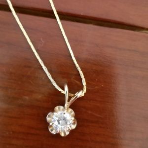 14k solitaire natural diamond 0.6ct  necklace Traded